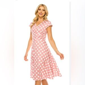 Haute Edition Pink Polka Dot Midi Dress Women’s M NWT